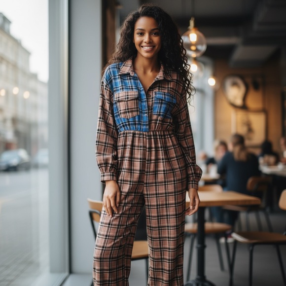 PrettyLittleThing Other - PrettyLittleThing Flannel Pajama Jumper Size 6